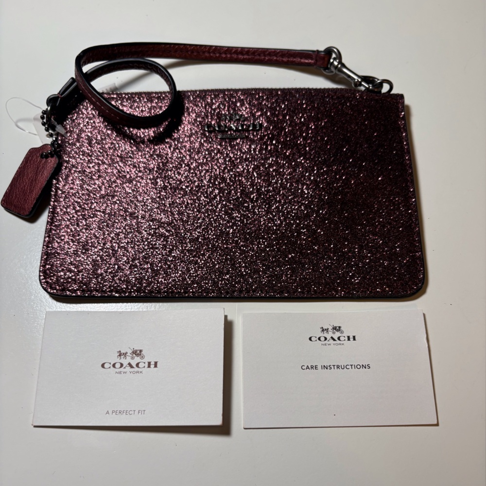 Coach Purple Sparkle Zippered Wristlet – NWT